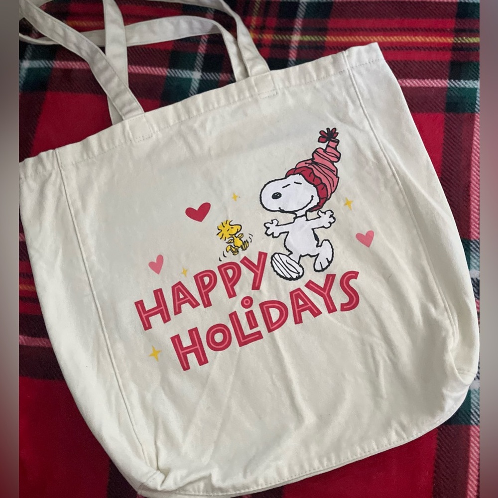 American Eagle Snoopy Happy Holidays Tote Bag EUC